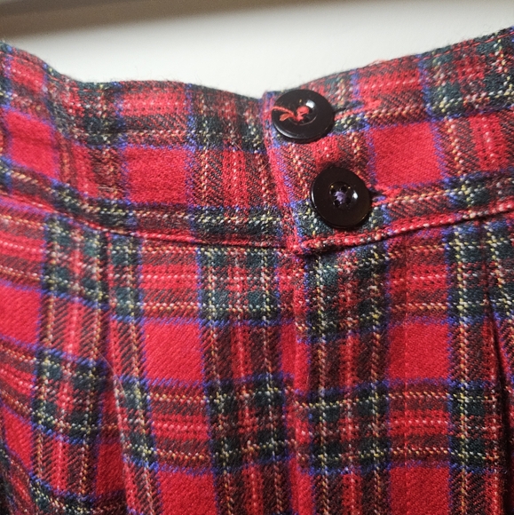 80s Vintage Gorgio Red Christmas Plaid Tartan Wool High Rise Shorts 10 27" Punk - Picture 4 of 16